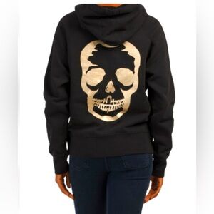 Zadig‎ & Voltaire (Paris) Black Clipper Foil Skull  Hoddie Women’s Sz